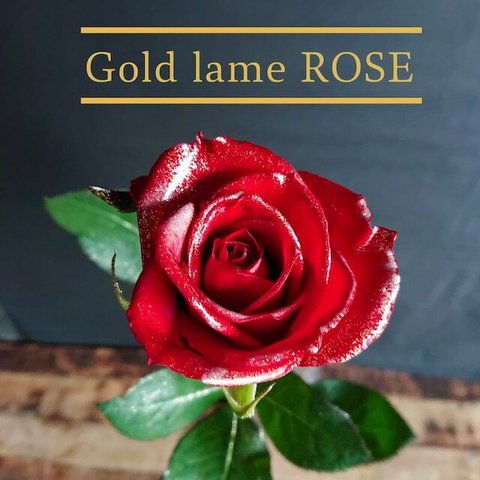 【ラメローズ】箱入り赤バラ1本 ゴールデンラメをつけたレアの赤バラ【生花】