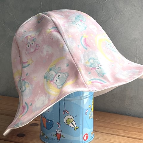 チューリップハット　ベビー　48cm  ピンク×くま