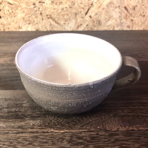 スープカップ 透明釉 白化粧 黒土③