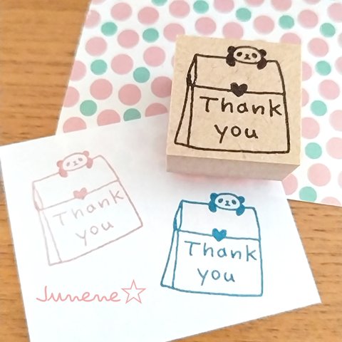 Thank youはんこ(紙袋とチビパンダ)