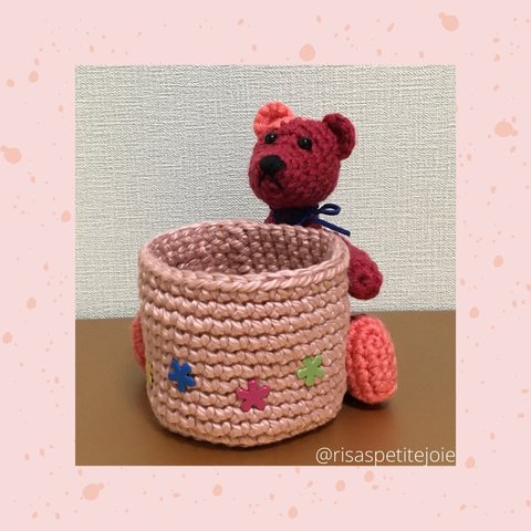 クマちゃんペンケース・小物入れ🧸(フクシアピンク)