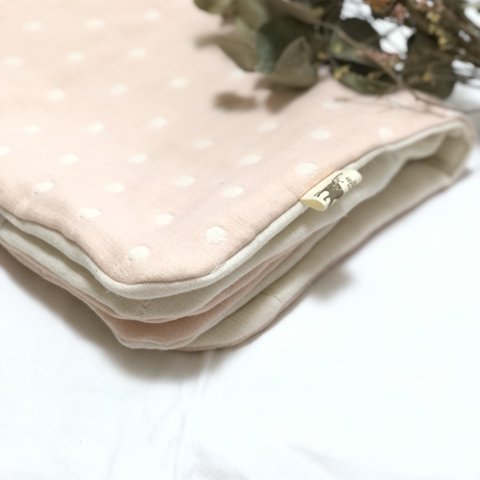 12重ガーゼの枕パット　ピンク　ドット　fuwara 六重織ガーゼ