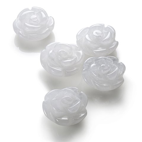 2粒売り　ホワイトジェード　薔薇10mm　【片穴】