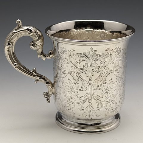 1854年 英国アンティーク 純銀製マグカップ 132g Edward&John Barnard