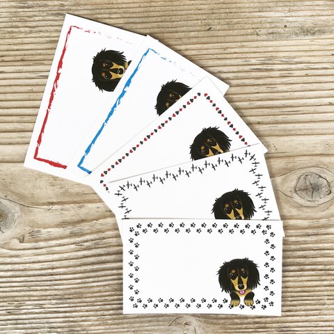 犬のメッセージカード　ミニチュアダックス　黒