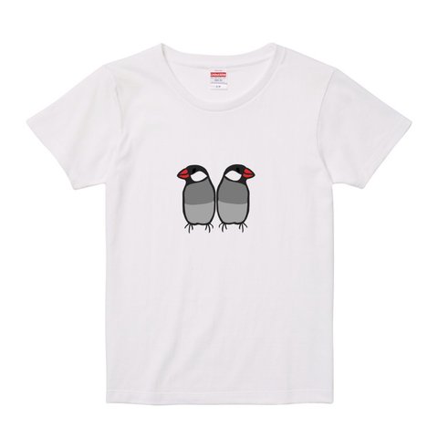 レディース文鳥Tシャツ  「おすまし文鳥」桜文鳥 【受注生産】