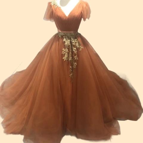 カラードレス テラコッタ色  ケープ風ドレス ベルト 繊細レース 花嫁/ウェディングドレス
