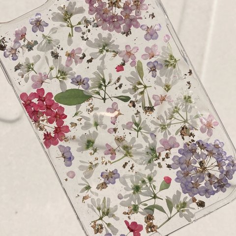 アイホン13mini 押し花　ハンドメイド