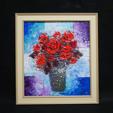 油絵 油彩 油彩画 絵 絵画 【Red rose】