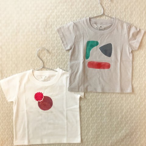 【型染め】キッズ　ベビー　Tシャツ2枚組