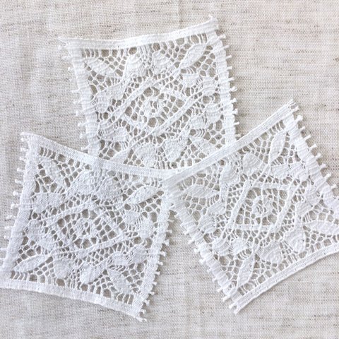 7枚＊ナチュラルリーフ柄のコットンレースパーツ  Cotton lace parts 7pcs (leaf pattern) 