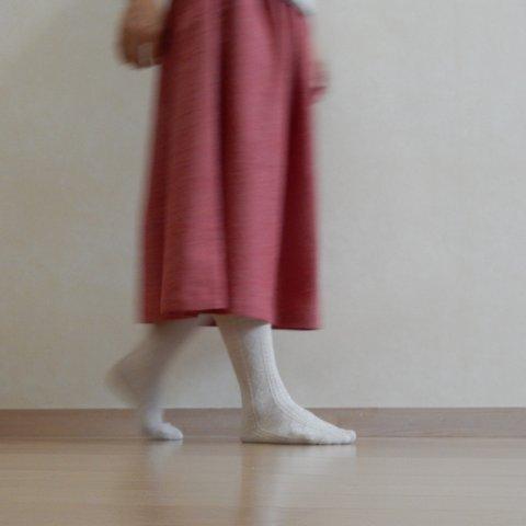 コットンリネン　ダンガリーのギャザースカート　【ギャザー多め♫】