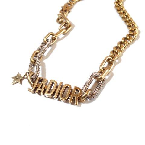 「J'ADIOR」 Vintage Gold Tone Logo Necklace