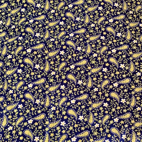 【B4 ハギレ】vintage made in germany  🇩🇪cotton linen navy paisley flower