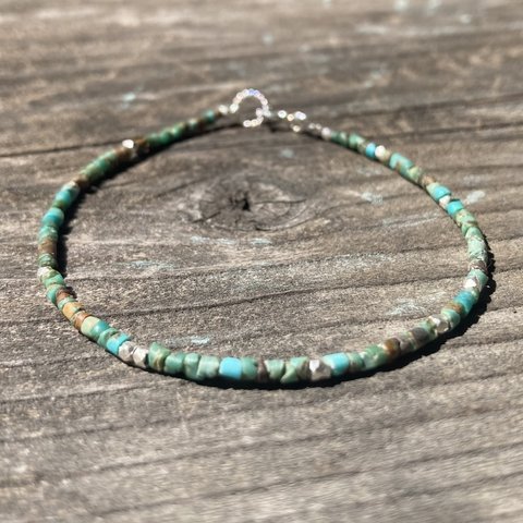 *sv925*Afghani Heishi Turquoise Bracelet ターコイズ＆カレンシルバー☆ユニセックス