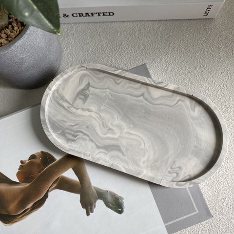 【marble oval tray】ジェスモナイト アクセサリートレイ 小物置き