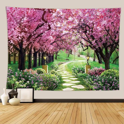 タペストリー金具付きE90　桜並木　庭　壁飾り　模様替え　ウォールデコ　DIY
