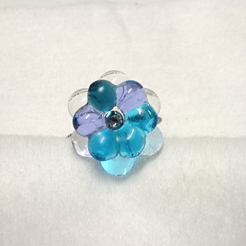 glassフラワーリング🌼（薄水色3）送料込