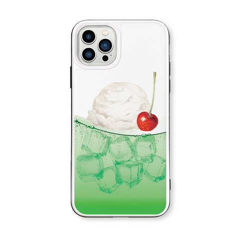 メロンクリームソーダ　iPhoneケース　強化ガラスケース