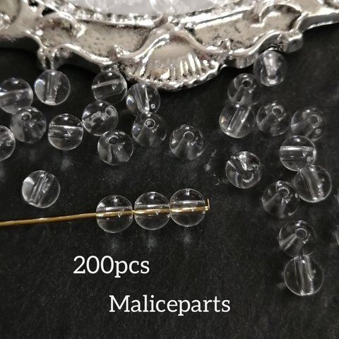 ☆【3867】200個 6ミリ Ice beads