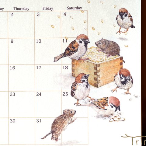 スズメのカレンダー 2020 (卓上版)