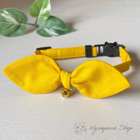 黄色のシンプルなスカーフ首輪🐾結びリボン 猫首輪　イエロー