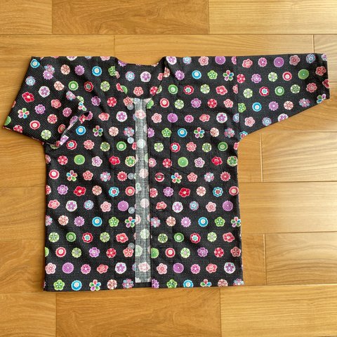 花紋　鯉口シャツ（ダボシャツ）サイズ100 ハンドメイド 