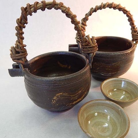 《参考商品》【甲州白野焼】仲良し飲んべえの酒器セット［次郎兵衛と三郎太］ NO.019+020