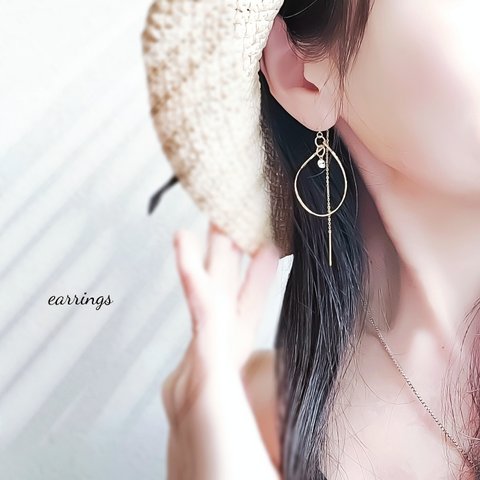 [ピアス]ウェーブ*ツイスト*リング*ゴールド*ジルコニア*チャーム*アメリカンピアス*アクセサリー