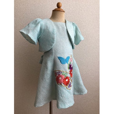 黒赤 鳳凰刺繍 マキシ2段ワンピース 着物リメイク L〜LL (N70301 黒赤 鳳凰刺繍 マキシ2段ワンピース 着物リメイク L〜LL (N70301