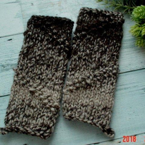  ☆彡リッチモア毛糸段染め地模様編みFingerless Mittens