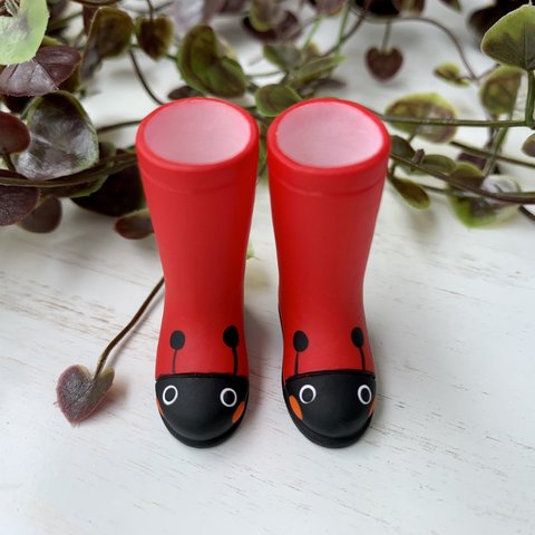 ⑧1/6ドールサイズ《M size》Red LadyBug Boots てんとう虫赤　ブーツ　長靴