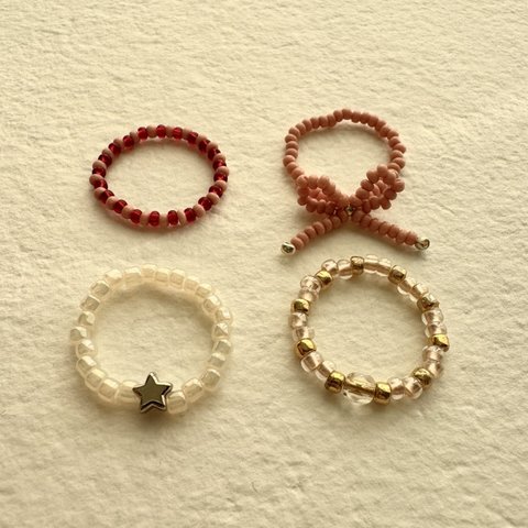   《 ビーズリング 》 Pink Ring ピンクリング