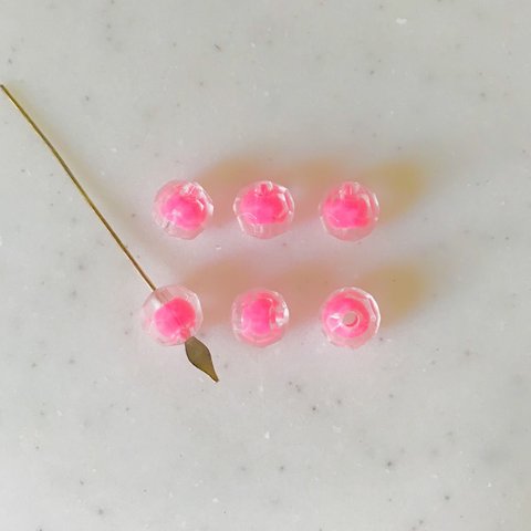 Vintage Clear Pink Faceted 8mm Beads