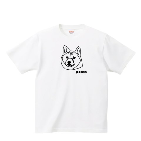 柴犬 tシャツ 【名入れ】秋田犬 日本犬 子犬 面白い デフォルメ 一筆書き イラスト 服