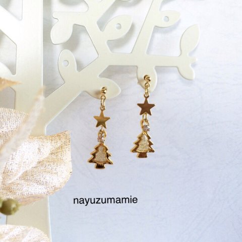 ∴∵Christmastree&Star∴∵レジン＊ピアス【244】E