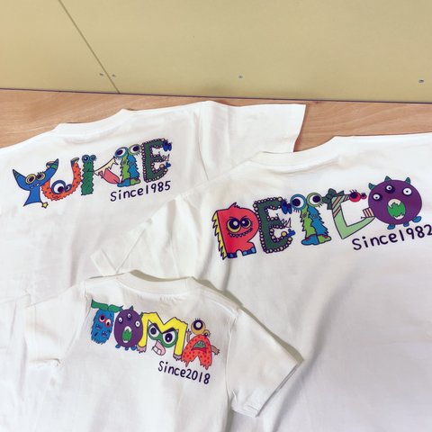 【名入れ】オーダーメイド　Tシャツ　プレゼント　出産祝い　親子ペア　家族コーデ　おそろい　キッズ　スケーター　親子コーデ　親子Tシャツ【ばりもんず】