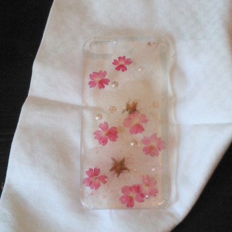 iPhoneカバー5s   押し花桜のはなとバーベナ