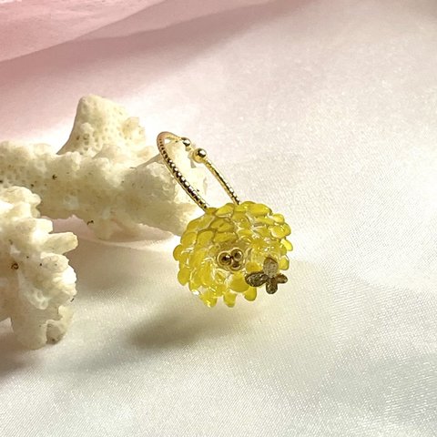 【11号フリー】透明な黄色いお花のリング
