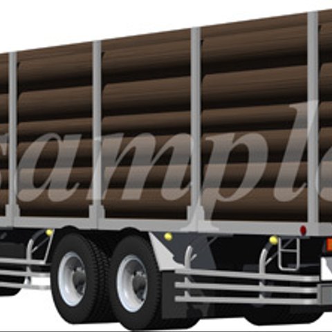 物流に欠かせない10輪大型トラック木材運搬車、切抜き画像イラスト008