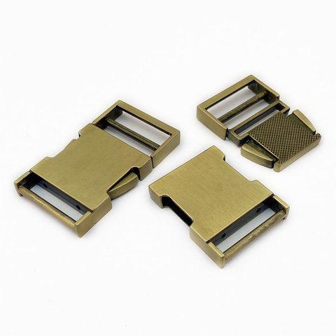 差し込みバックル アンティークゴールド 紐通り幅25mm 2個セット サイドリリースバックル 金具 留め具 調整 クラフトパーツ 手芸 【KAMONレザー】#2776