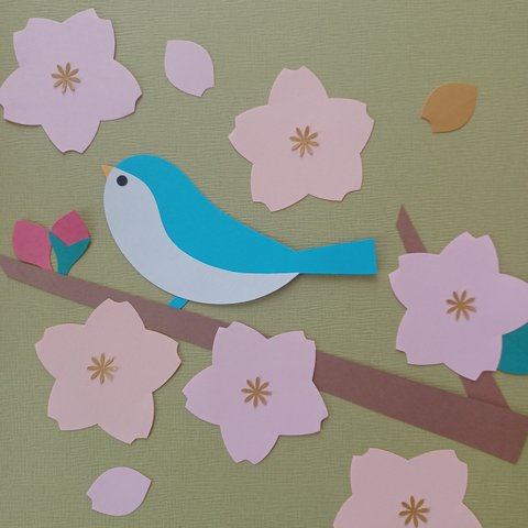 壁面飾り《 桜・小鳥 》春