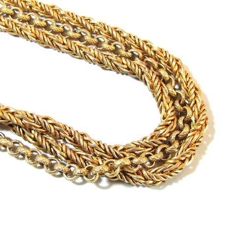 70s Vintage Gold Tone Design Chain Necklace