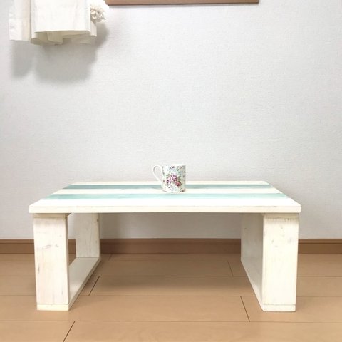 LOW TABLE  White x green カフェローテーブル