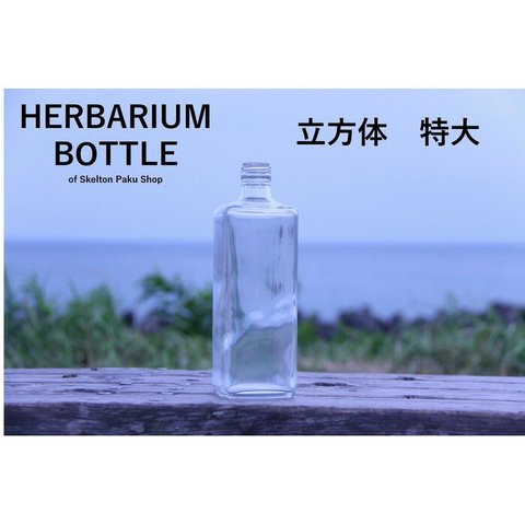 ハーバリウム ボトル 瓶【立方体　特大 t-720】ガラス瓶 キャップ付（二本セット）透明瓶   ボトルフラワー オイル　酒瓶  飲料瓶  ジュース瓶  ワイン瓶  調味料瓶 
