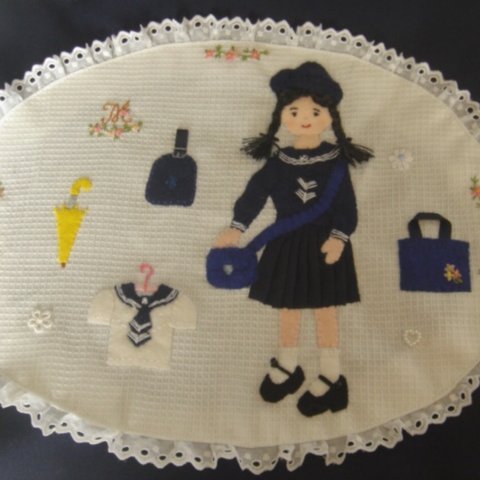 再販　アップリケ　手刺繍　制服シリーズ白百合