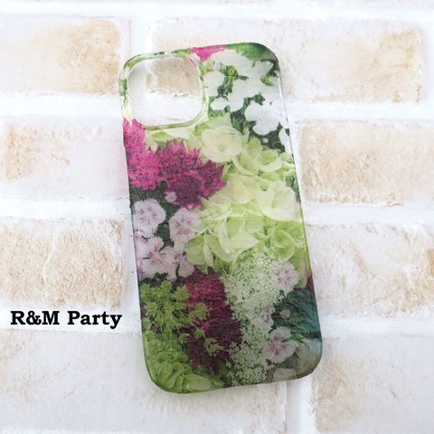 グリーンフラワー柄スマホケース★iPhoneSE/iPhone15/iPhoneXR/iPhone14/iPhone11/iPhone12/iPhone13/iPhone12mini