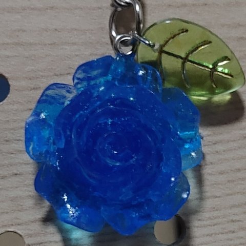 【ハンドメイド】青薔薇 バッグチャーム