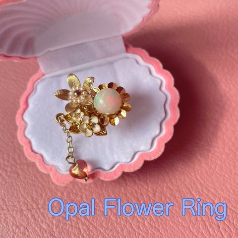 ☆天然石☆Opal Flower Ring