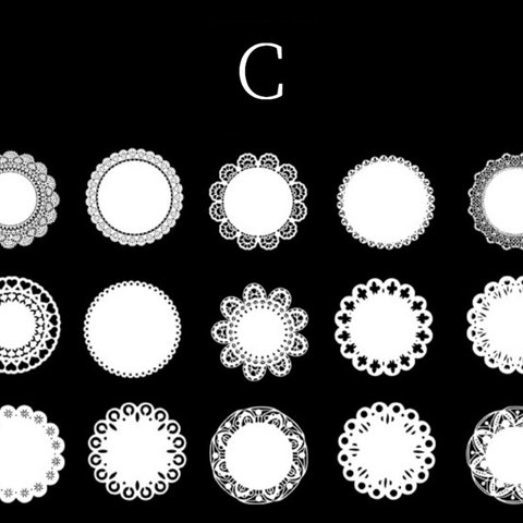 ホワイトレース調ステッカーC